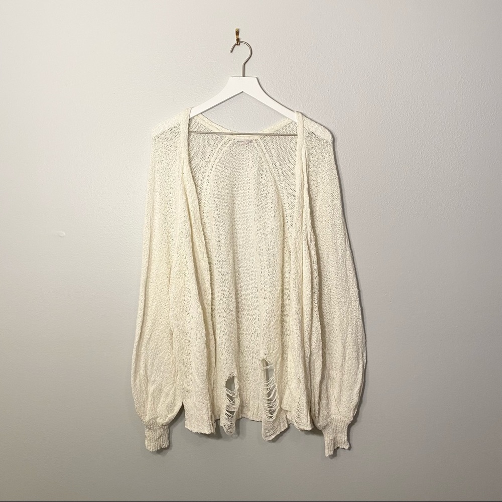 Oversized White Worn Knit Cardigan (NWOT)